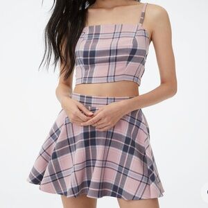 NWT Aeropostale Plaid Pink and Blue Crop Top and Skirt Set